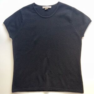 Kinross Black Cashmere Short Sleeve Sweater Sz L